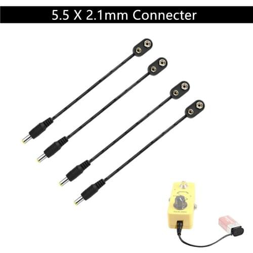 4pc 9V Guitar Pedal Battery Adapter Converter Clip Power Supply Cable 2.1x5.5mm for Guitar Effect Pedal Power Supply Adapter