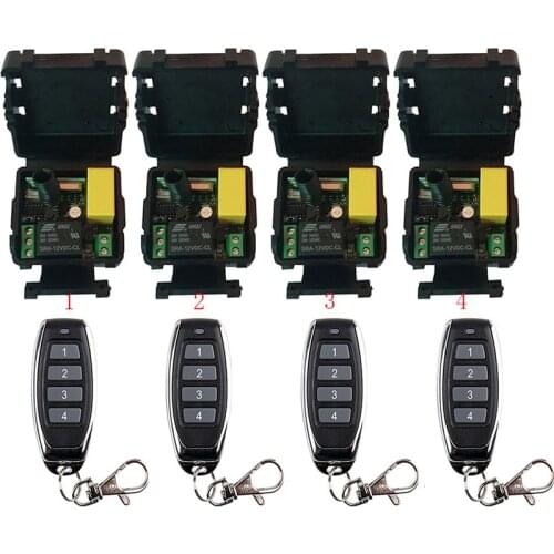 AC 220 V 1CH Mini Wireless RF Remote Control Light Switch 10A Relay Output Radio Receiver Module+1 2 3 4 Transmitter Garage Door