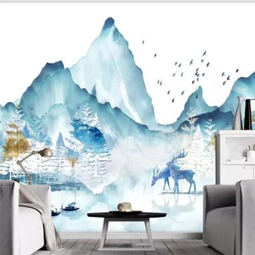 Seamless wallpaperLandscape elk forest background wall professional production mural factory wholesale wallpaper