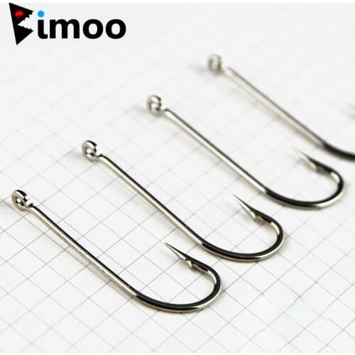 Bimoo 100PCS OShaughnessy Fishing Hooks Long Shank Barbed JIG Hook Big Fish Hooks for Sea Bass Big Game Fishing Size 4/0-6/0
