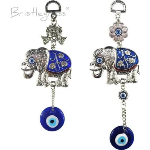 BRISTLEGRASS Turkish Blue Evil Eye Flower Vine Elephant Car Wall Hanging Pendant Pendulum Amulet Lucky Charm Blessing Protection