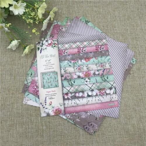 24 sheet 6"X6"the best flower patterned paper Scrapbooking paper pack handmade craft paper craft Background pad