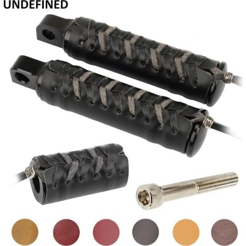 Black Motorcycle Leather Foot Pegs Cover + Shifter Pegs Covers For Harley Indian Chief Chieftain Classic Roadmaster Dark Horse