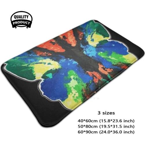Colourful Design Door Mat Foot Pad Home Rug Multicoloured Pattern Pink Blue Green Colourful Yellow Colour Abstract Red Circles