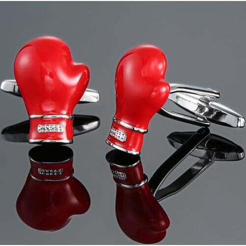 DY The new high-quality entertainment sports red boxing gloves Cufflinks fashion Mens French shirt Cufflinks free shipping