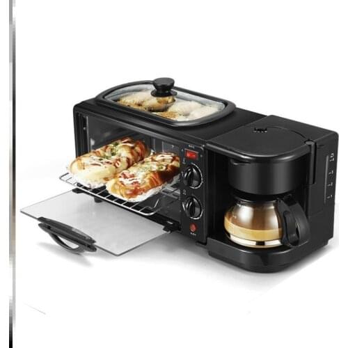 CUKYI 3 In 1 Electric Breakfast Machine Multifunction Coffee maker frying pan mini oven household bread pizza oven frying pan