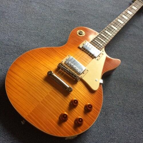 One piece Neck & body electric guitar,tone-pro bridge Tiger Flame in Smoke colour,frets edge binding,free shipping