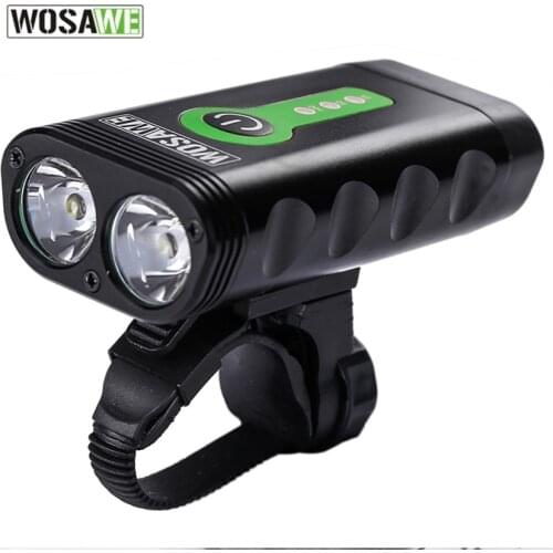 WOSAWE USB Rechargeable Bicycle Flashlight 2400 Lumens with Built-in Battery Rotate Bike Cycling Light 2-XML-3 LED Lamp 5 Modes