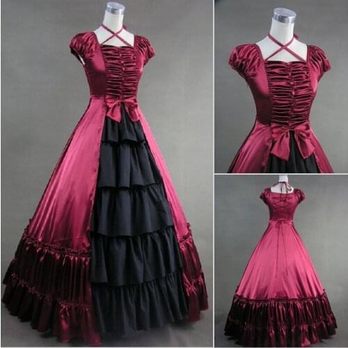 GT019) Short Sleeve Gothic Lolita Southern Bell Dress Gothic Victorian Ball Gown Fancy Dress Prom Halloween Party Costume