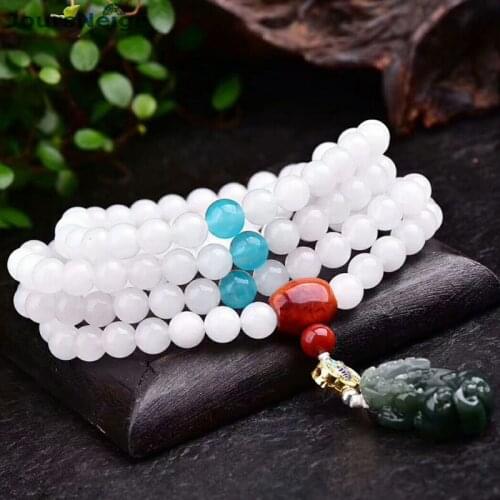 Fine JoursNeige White Natural Stone Bracelets Pixiu Pendant Bead Sweater Chain Necklace for Women Men Bracelet Jewelry