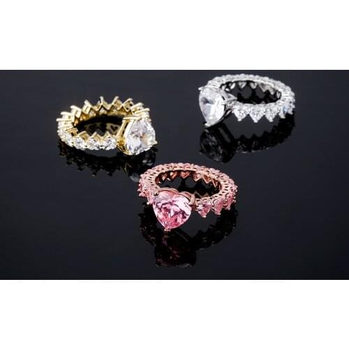 Hip Hop Jewelry Iced Out Engagement Wedding Ring Gold Silver Color Stainless Steel Rings For Women & Men Wholesale Bague Femme