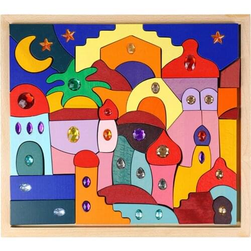 Jigsaw Building Blocks Children Stacking Brick Castle Preschool Learning Kids Toy Color Cognition for Age 3+ Boys & Girls