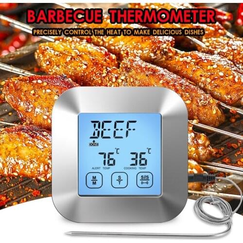 8 Type Food Meat Cooking Kitchen Thermometer for Smoker Grill Oven BBQ Clock Timer with Stainless Steel Probe Home Kitchen Tool