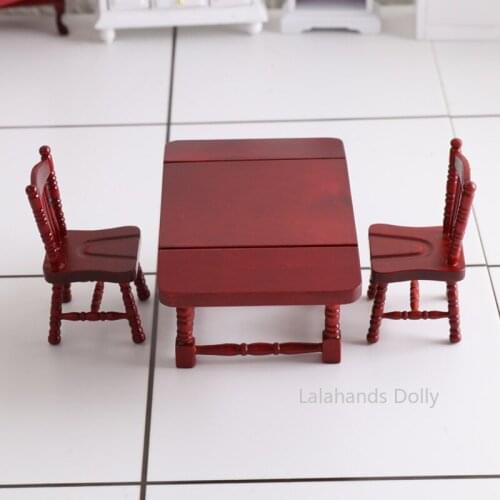 Dollhouse Mini Manual Folding Table and Chair Set Model for The Dollhouse Kitchen Furniture Decoration Accessories