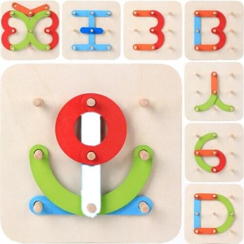 Geometric Column Set Digital Number Alphabet Letter Chinese Shape Animal Wooden Puzzle Game Educational Toys Kids