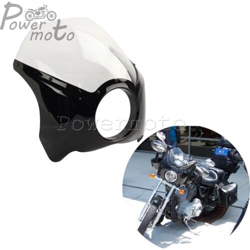 Motorcycle 5.75 inch Headlight Fairing Mask w/ Clear Windshield for Harley Chopper Cafe Racer Dyna Sportster XL883 XL1200 Custom