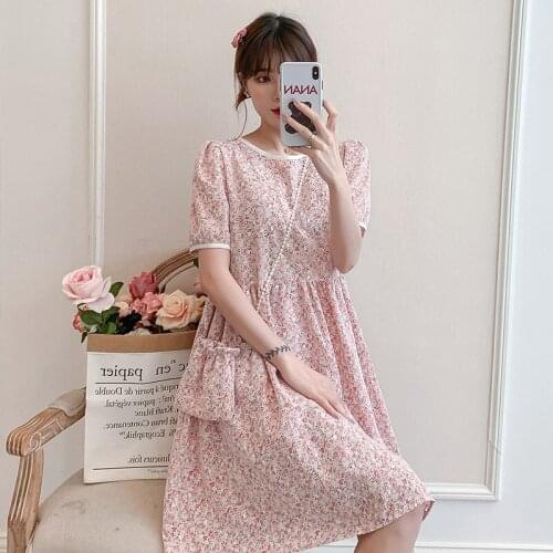 New Pregnant Women Sweet Lace Dress For Summer Maternity Fashion Short Sleeve O-Neck Pregnancy A-line Dress