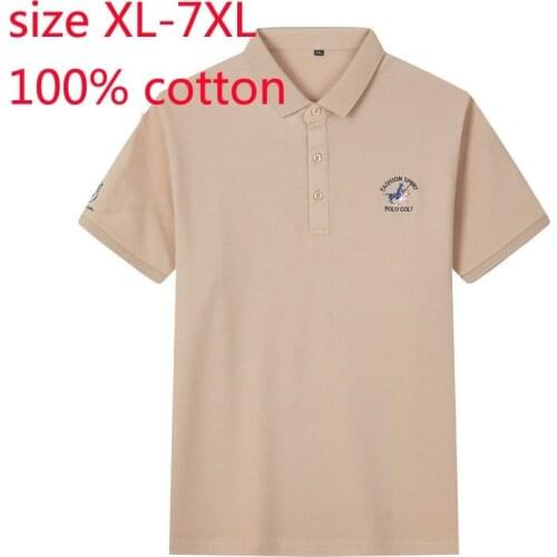 New Arrival Super Large Summer Men Cotton Short Sleeve Turn-down Collar Hand-painted Knitted Casual Plus Size XL-4XL 5XL 6XL 7XL