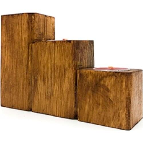 New Summer 2021 Wooden Tea Light Candle Holder Candlestick Table Desktop Decoration Christmas Party