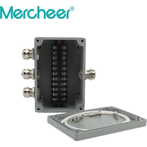 One inlet three outlet 120*80*55mm M16 glands 11p terminals waterproof box Aluminium Junction box Outdoor Meter Box Switch Box