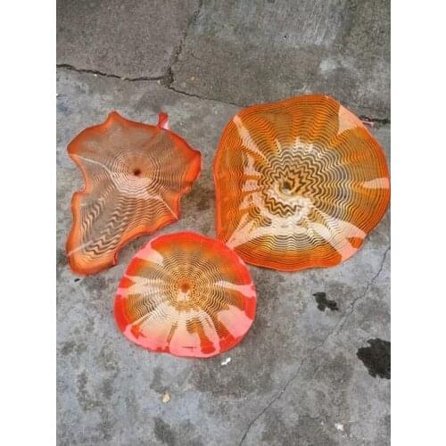 Hotel Cheap China 100% Chihuly Style Hand Blown Glass Hanging Plates Wall Art Decoration