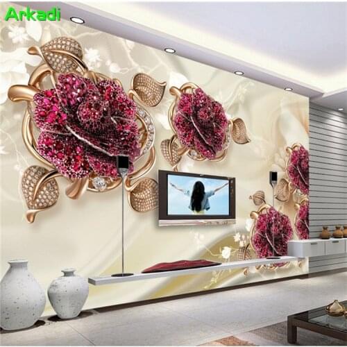 Custom photo 3d European luxury embossed flower wallpaper simple living room sofa wallpaper 5D TV background wall covering mural