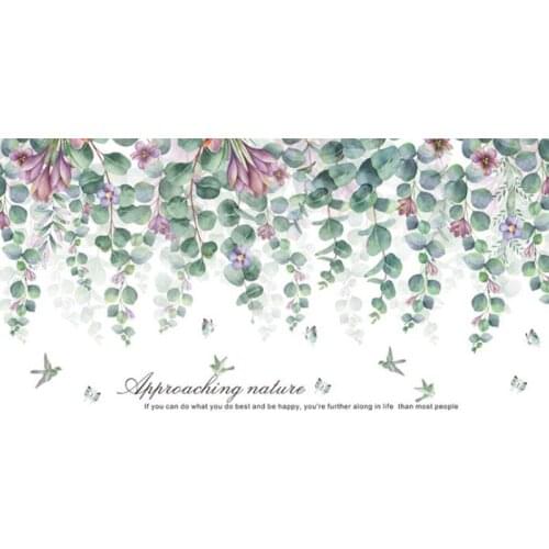 Nature Green Leaves PVC Wall Stickers Self-adhesive Background Wall Painting Living Room Bedroom DIY Wall Decals