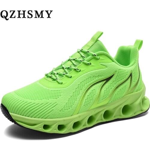 QZHSMY 2021 Hot New Sneakers Man Blade Cushioning Autumn Men Shoes Mesh Breathable Light Gym Big Size Flame Shoes