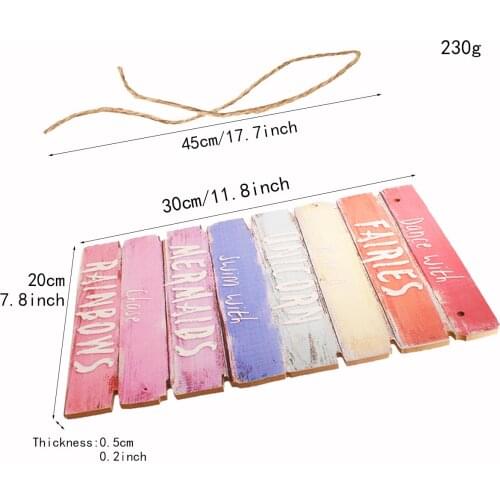 Rainbow Wall Hanging Sign Decorative Wooden Decor for Home Girls' Bedroom Coffee Shop