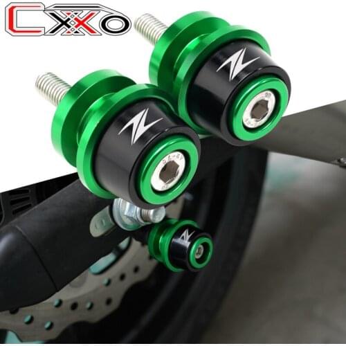 With LOGO Z For Kawasaki Z900 Z650 Z1000 Z1000R Z800 2020 8MM Motorcycle Swingarm Slider Spools CNC Aluminum Screws