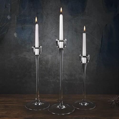 Modern Nordic Candle Holders Glass Stand Stick Wedding Tall Small Candle Holders Table Taper Pillar Portavelas Home Decor AD50CH