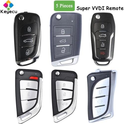 KEYECU 5PCS/Lot XHORSE Super Universal Remote Car Key With 3 Buttons & Super Chip Function - FOB for VVDI Remote Key Tool VVDI2