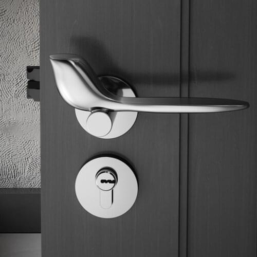 Light Luxury Stainless Steel Home Door Handle Lock Bedroom Silent Safety Door Locks Interior Mute Lockset Hardware Accessories