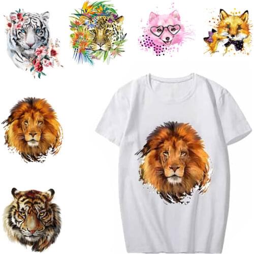 Cartoon Animal Combination Iron On Patches Creative Cool Diy Clothing Printing Heat Transfer Sticker For Clothing Applique Badge