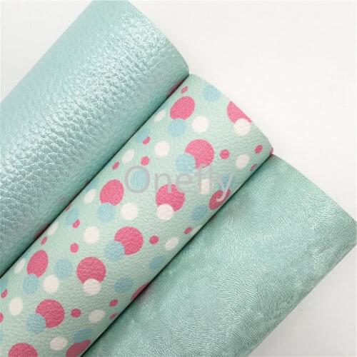 Onefly 21X29CM Dots Printed Faux Leather Fabric, Solid Synthetic Leather Sheets For Bow DIY handbags shoes AQ044