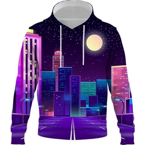 2021 New Night view Hoodies 3D Print Hooded Sweatshirt Men Women Fashion Streetwear Hoodie Hip Hop Pullover Hoody Male Tops Coat
