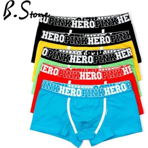 4pcs/Lot Pink Hero Famous Brand Cotton Mens Boxer Underwear Underpant Panties Shorts Man Plus Size Wholesale
