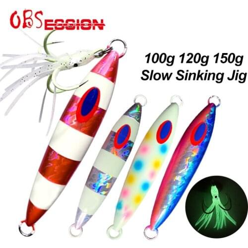 OBSESSION Fishbone 100g 120g 150g Slow Sinking Artificial Saltwater Fishing Lure Tackle With Sharp Squid Four Hooks Crankbait