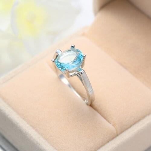 2019 Big Blue CZ Cubic Zircon Stone silver color Rings for Women Shiny Crystal Jewelry for Women Wedding Valentines Day Gift