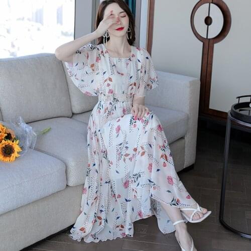 2021 Summer New Arrival Dress For Women Floral Girl Chiffon Long Dress High Quality