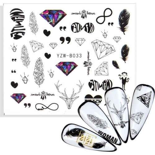 1pcs Nail Stickers Diamond Abstract Geometric Pattern Transfer Sliders For Nails Adhesive Fruit Cake Designs Decals DIY Manicure
