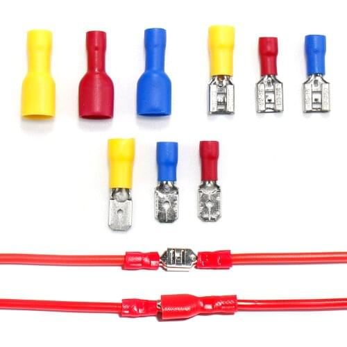 100pcs Cold pressing terminals Female/Male insulation pluggable wire cable spring crimp connectors car Full Fork Assortment Kit