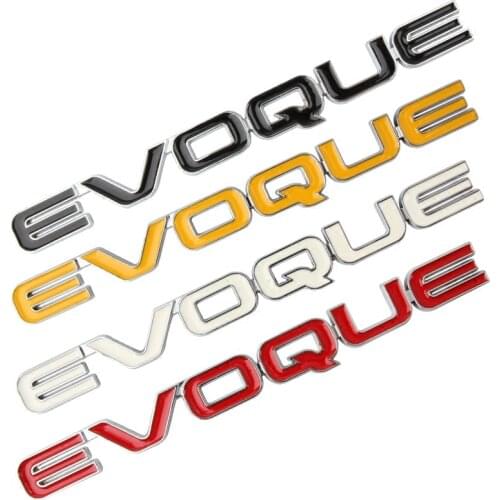 1X 3D Metal EVOQUE Logo Tail Emblem Badge Auto Exterior Rear Side Turbo Decals Car Sticker for RANGE ROVER Evoque Discovery