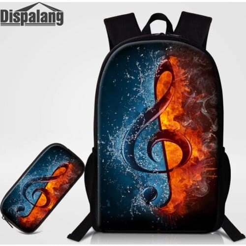 Dispalang 2 pcs 16 Inch School Backpacks For Teenagers Musical Note Print Children School Bag with Pencil Bag Mochilas Infantil