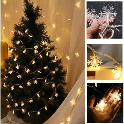 20Led Snowflake String Lights Battery Powered Fairy Line Light for Christmas Wedding Holiday Party Hotel Supermarket Tree Decor