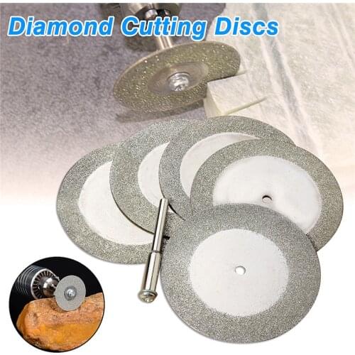 5Pcs 50mm Diamond Grinding Wheel Metal Cutting Disc For Dremel Rotary Tool Saw Blade Cutter Tool And 1 Arbor Shaft Abrasive Tool