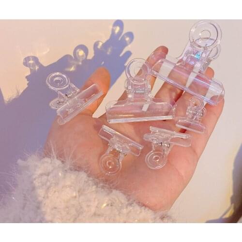 5Pcs Transparent PP Binder Clips Student Test Paper Clip Cute File Clip Packaging Sealing Clip Office Stationary Supplies