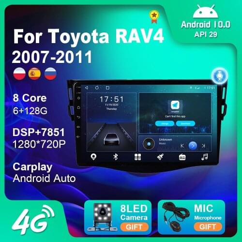 Car Radio Autoradio for Toyota RAV4 2007 2008 2009 2010 2011 GPS Navigation Multimedia Play Stereo Bluetooth Android 10 No 2din