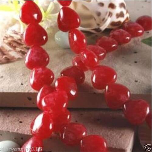 Free shipping Heart-shaped 12x12mm Red Brazil Heart Loose Beads 15"