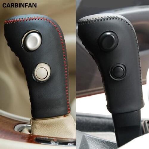 Black Genuine Leather DIY Gear Shift Knob Cover for Old Nissan Tiida Automatic